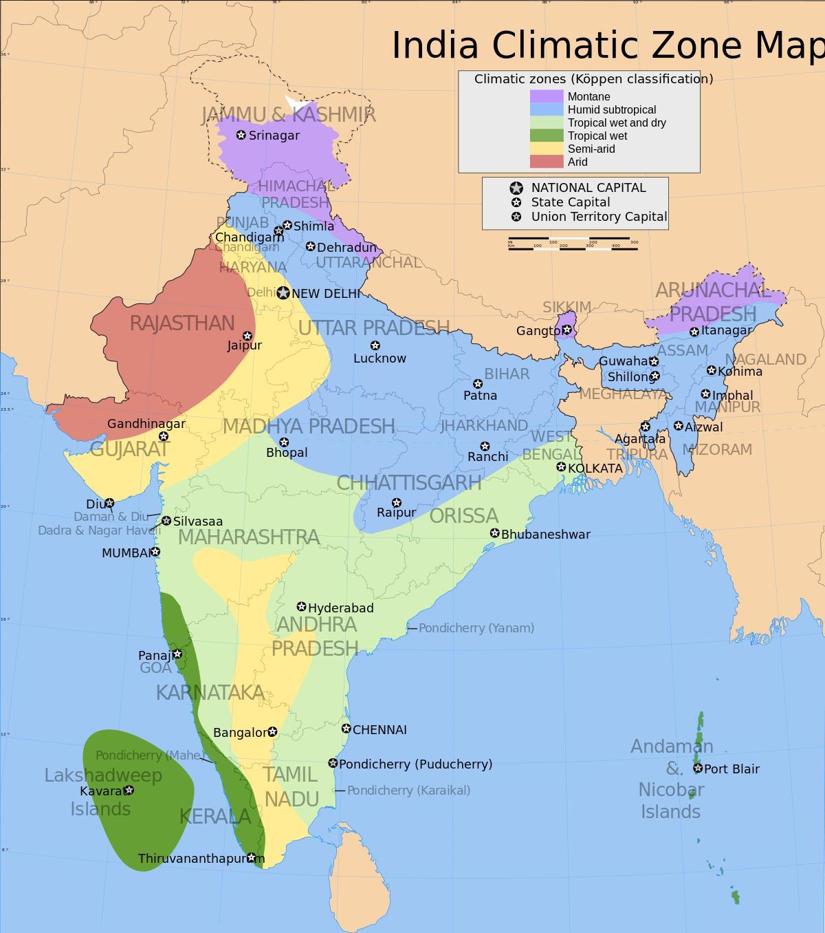Mappa della temperatura dell'India