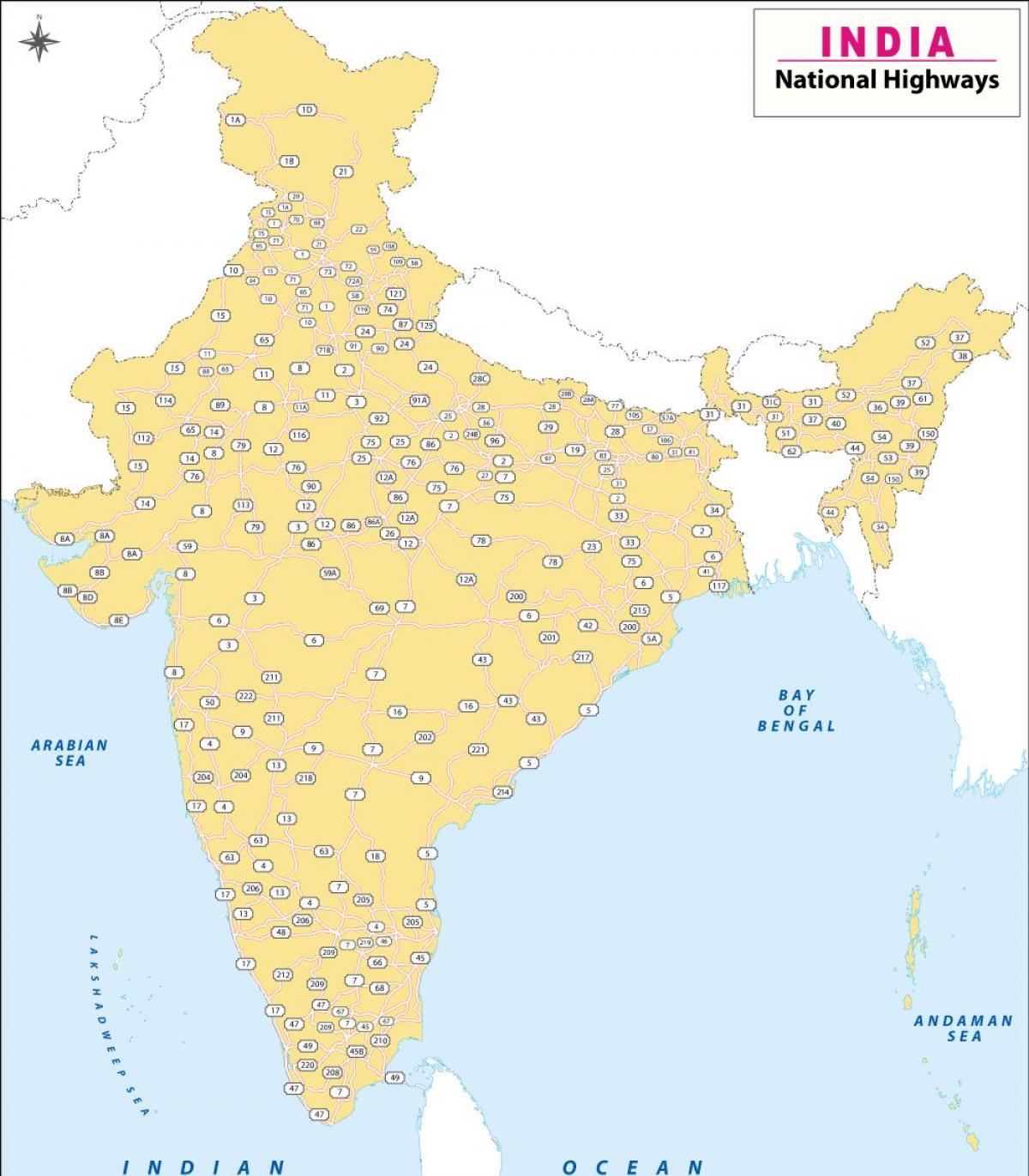 Mappa delle autostrade di India