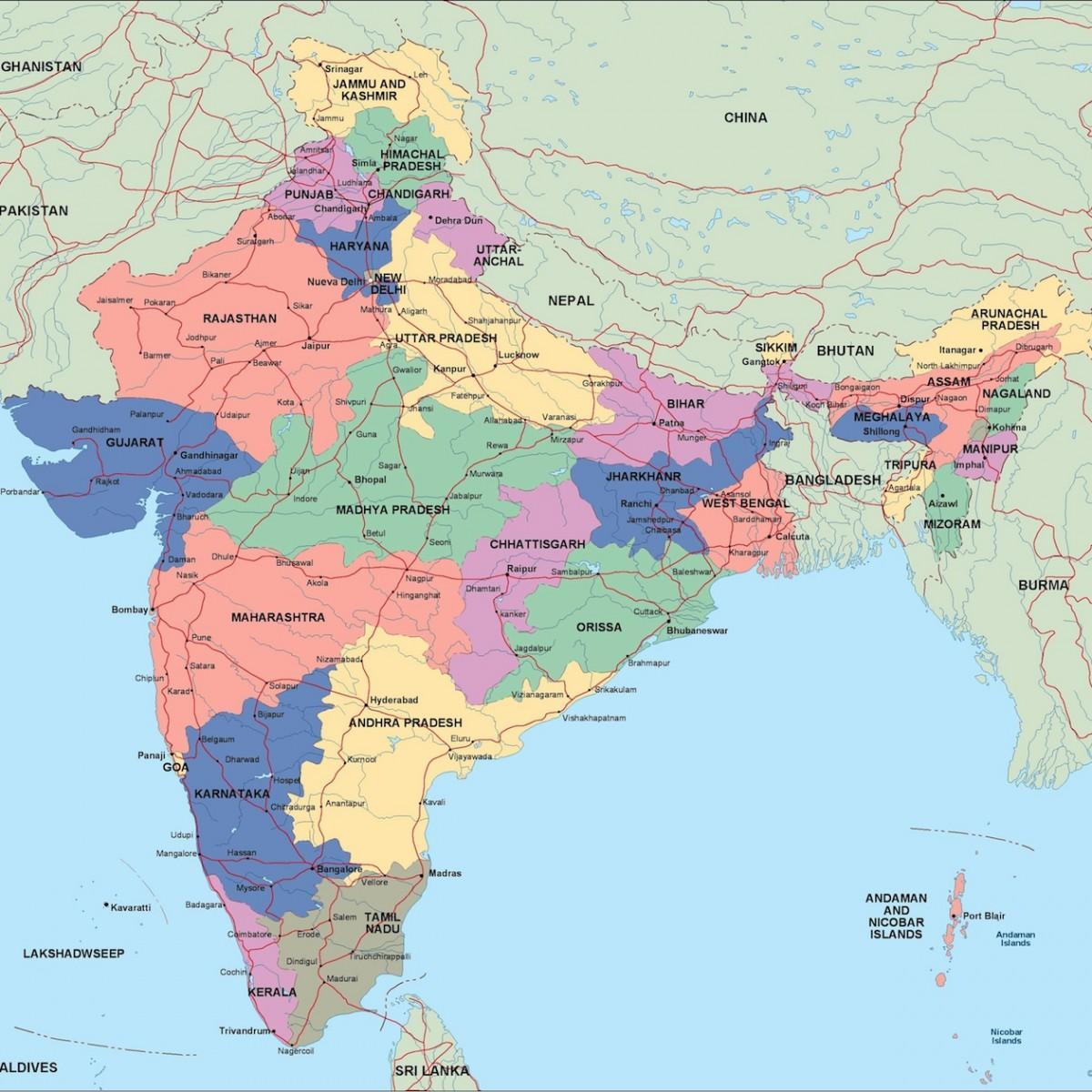 Mappa amministrativa dell'India