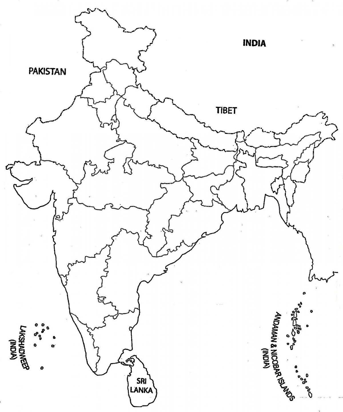 Mappa dei contorni dell'India