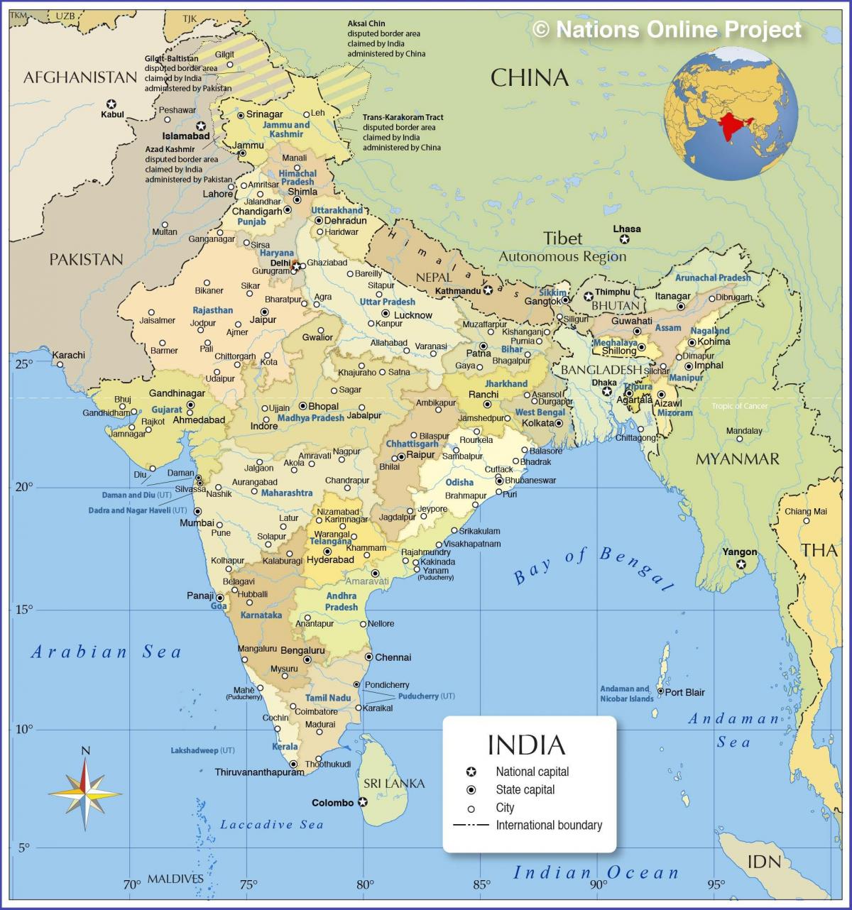 Mappa del paese India