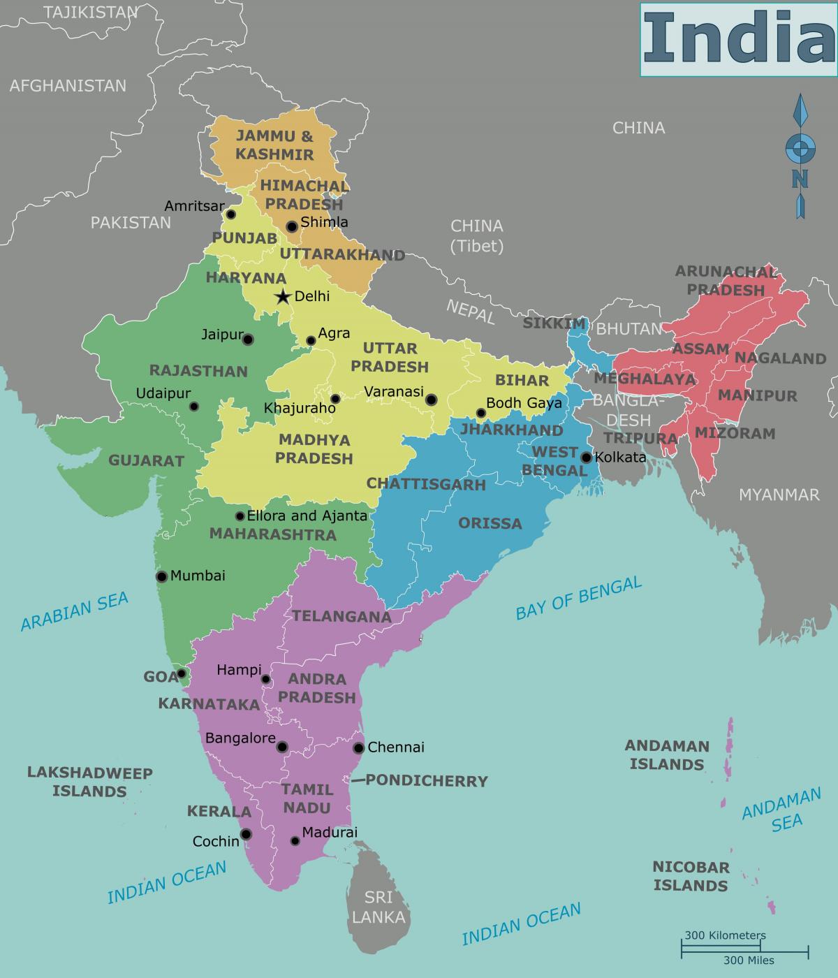 Mappa delle zone dell'India