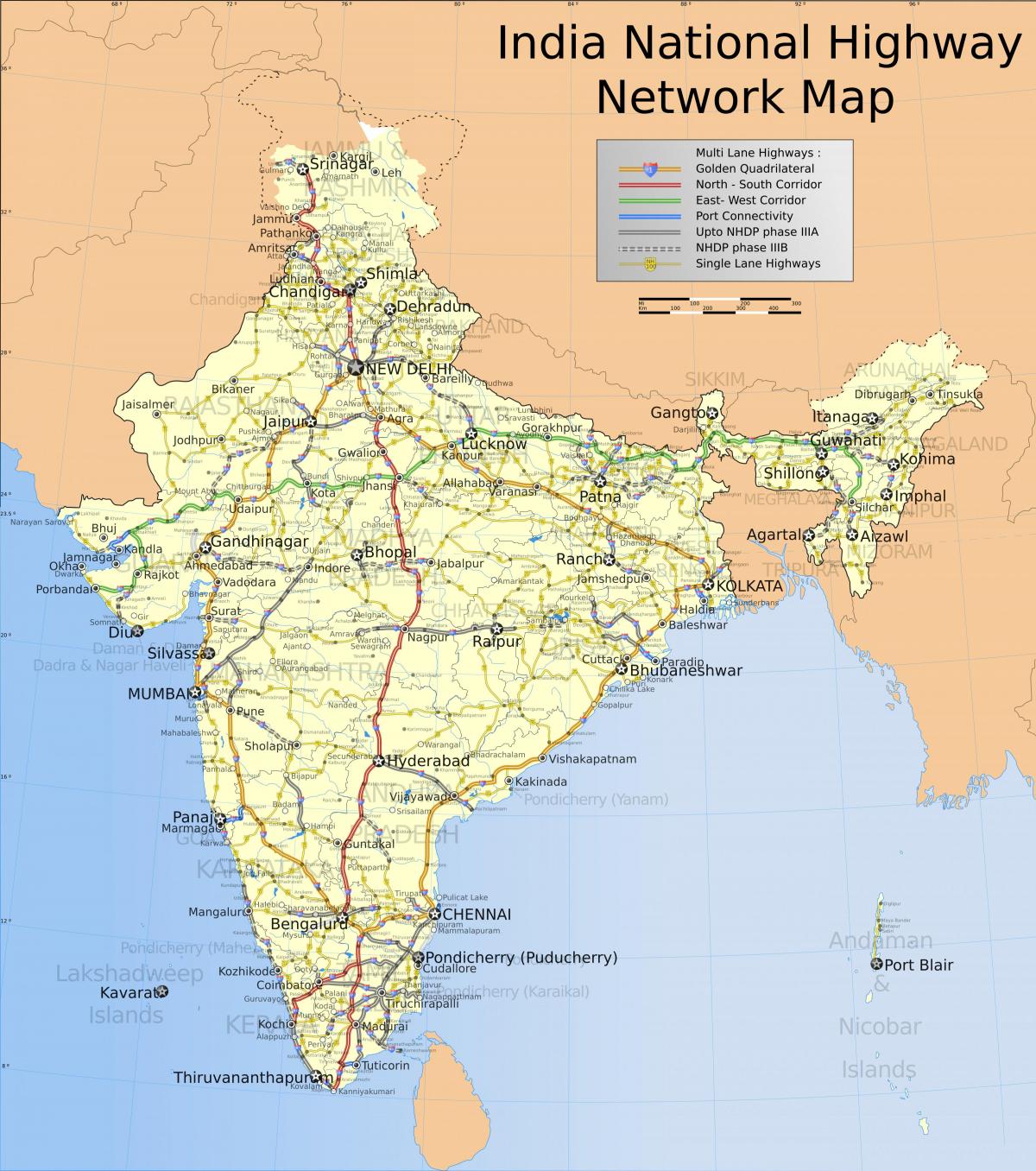 Mappa stradale di India