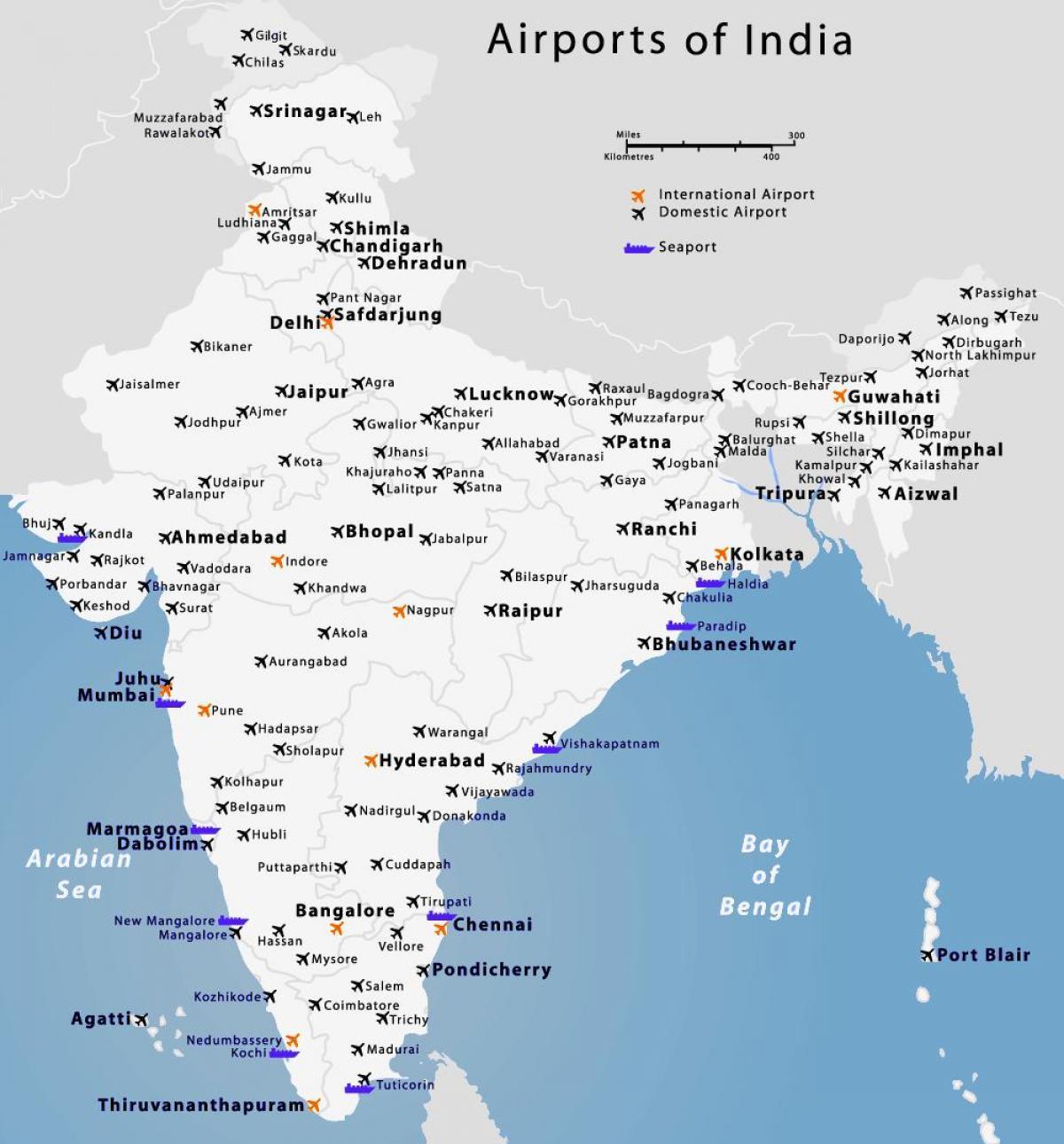 Mappa degli aeroporti di India