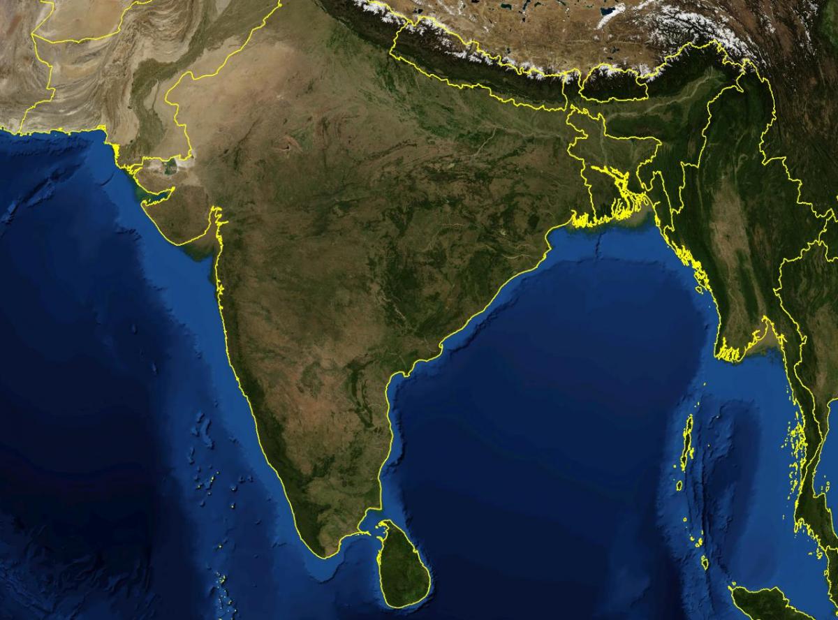 Mappa vista cielo India