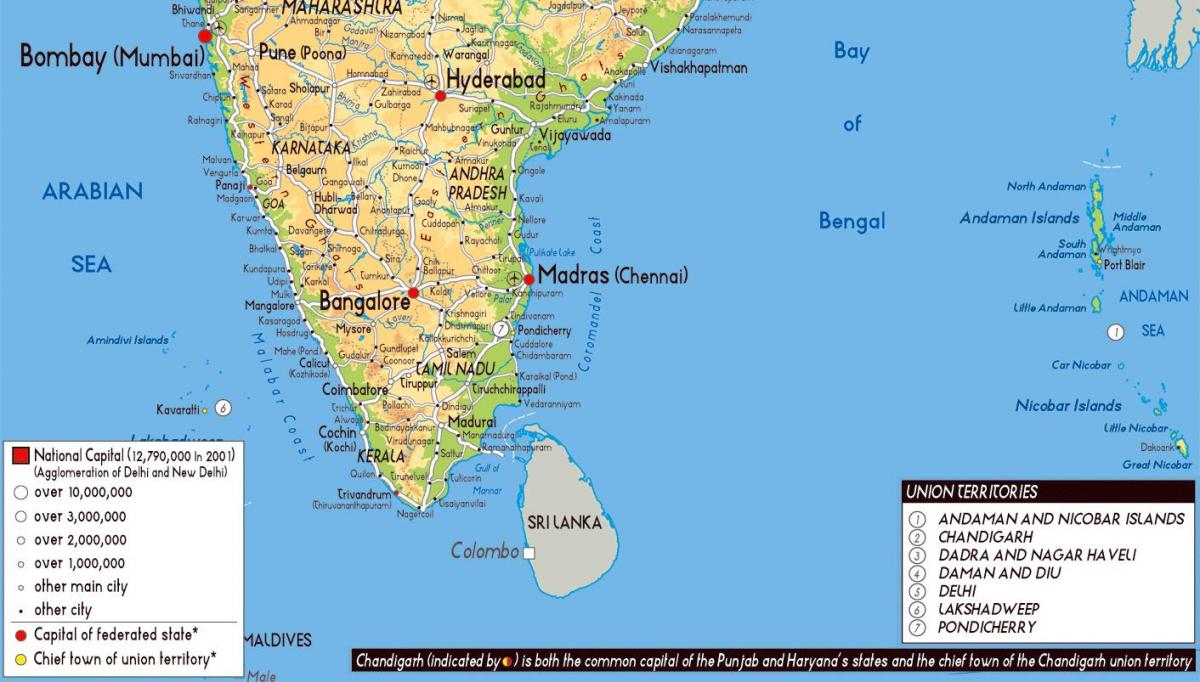 Mappa India meridionale